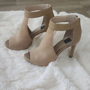 WHBM suede open toe booties
